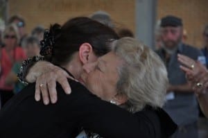 Dr. Anna Steinberger embraces Dr. Franziska Eckert. Photo credit: Paul Knudson